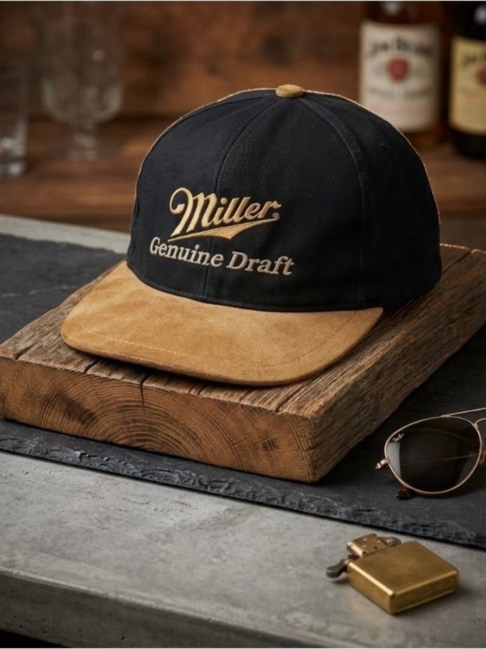 Vintage 90s Miller Genuine Draft Hat - Suede Brim Molson Strapback